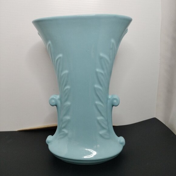 Vintage Abingdon USA Turquoise 10.5”x7" Vase Art Deco - Picture 11 of 14